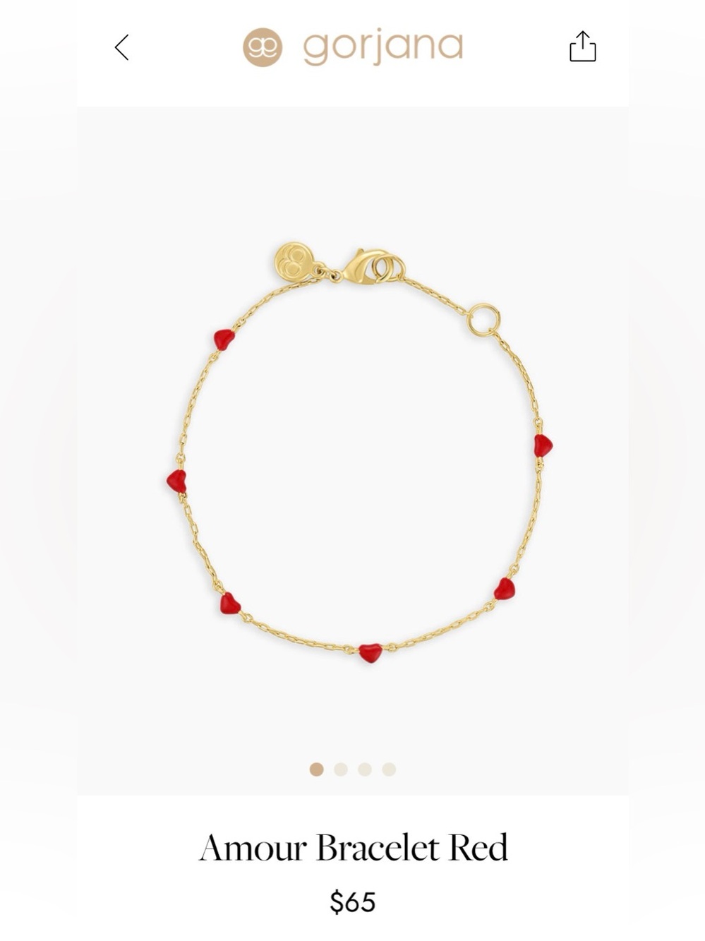 NWT Gorjana Amour Red Heart Bracelet
